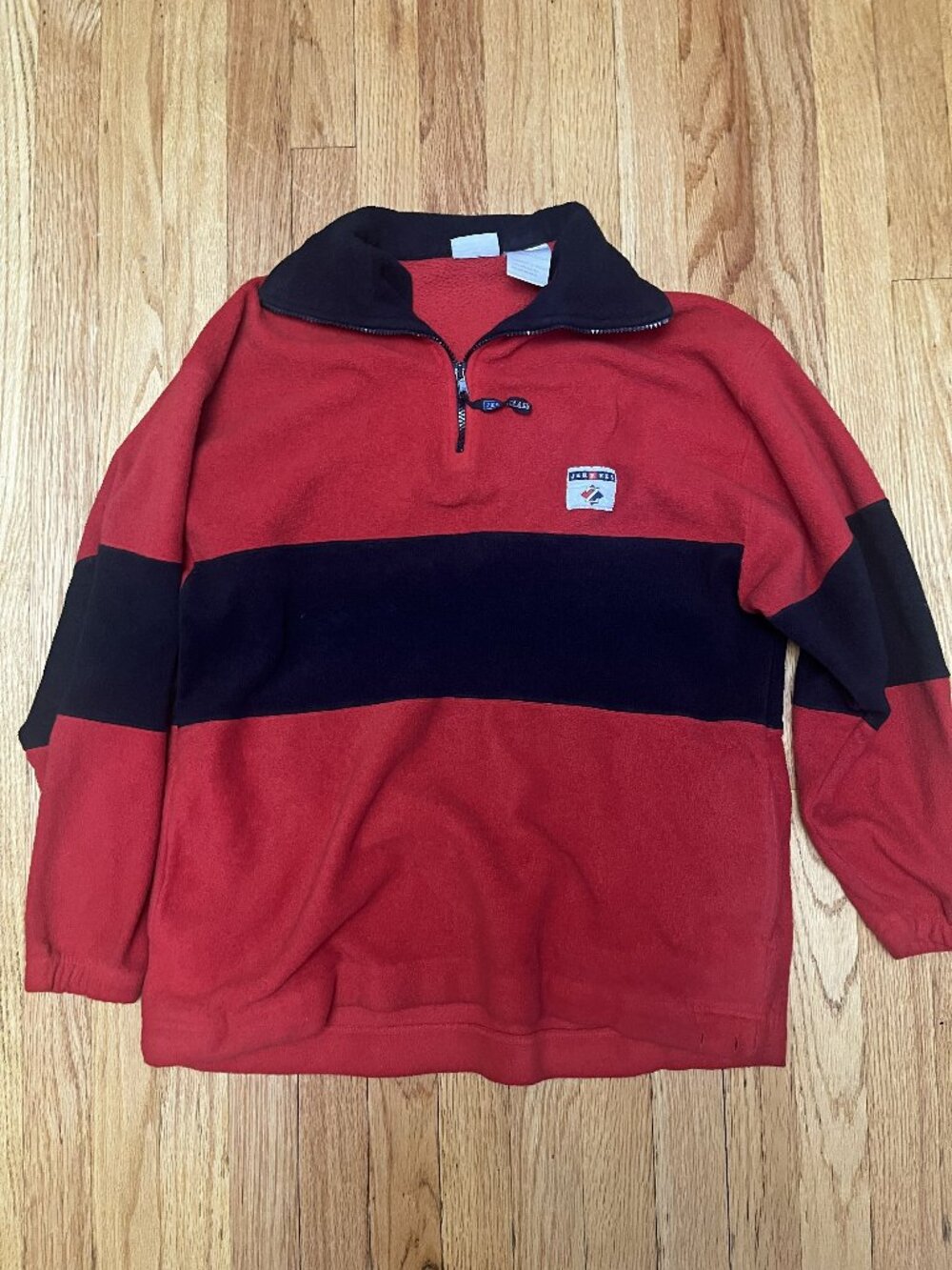 Jerzees Red Black Quarter‑Zip Fleece Pullover Size L
